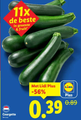 1 Courgette voor €0,39 bij de Lidl