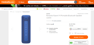 Parlante Xiaomi Mi Portable Bluetooth Speaker 16W por $29.990