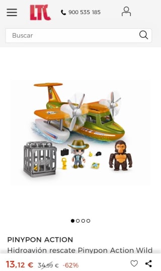 Hidroavión rescate Pinypon Action Wild por 13,12€.