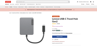 Adaptateur Lenovo USB-C Travel Hub Gen2 à 20€