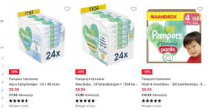 50% korting bij Wehkamp op Pampers luiers en billendoekjes