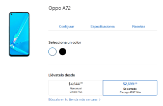 Oppo A72 128GB por $2,699 en AT&T