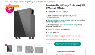 Marstek – Plug & Charge Thuisbatterij 5.12 kWh – Incl. P1 Meter voor €1.699