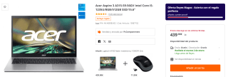 Portatil Acer Aspire 3 A315-59-56GV Intel Core i5-1235U/8GB/512GB SSD/15.6" por 439€