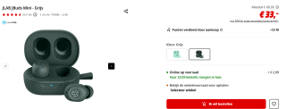 JLab JBuds Mini True Wireless Earbuds voor €33 bij de MediaMarkt