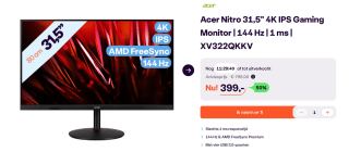 Acer Nitro 31,5" 4K IPS Gaming Monitor 144 Hz 1 ms XV322QKKV voor €399 bij iBOOD
