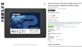 Patriot Memory SSD Disco Sólido Interno 2.5" SATA III Interno 240GB por 16,99€