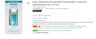 3 Essie, Tratamiento de uñas Base Coat Smooth-e, Suaviza la superficie de la uña, 13.5 mL por 14.29€
