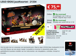 LEGO 21334 Jazzkwartet voor €75 bij 1001farmtoys