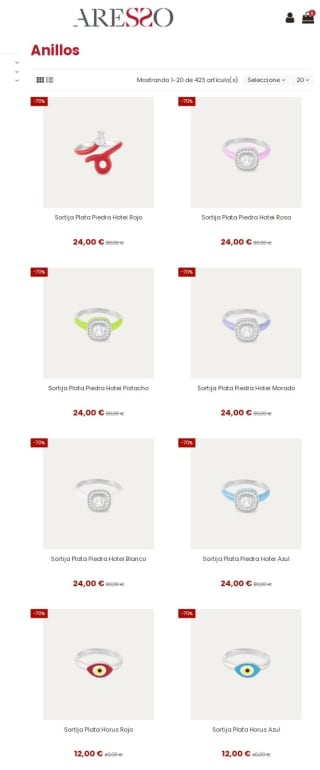 Hasta -70% de Descuento en Sortijas.