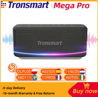 Tronsmart-altavoz portátil Mega Pro con Bluetooth, 60W NFC, IPX5, resistente al agua y asistente de voz
