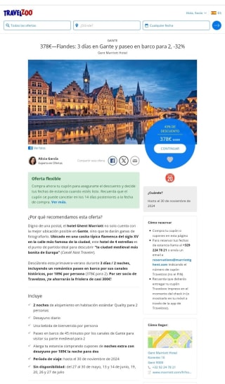 Gante 3 días + Paseo en barco desde 378€ para 2 personas.