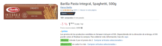 6 paquetes de Barilla Pasta Integral, Spaghetti, 500g por 7.36€