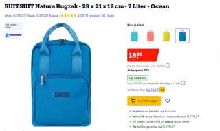 SUITSUIT Natura Rugzak - 29 x 21 x 12 cm - 7 Liter voor €18,95 bij Bol.com