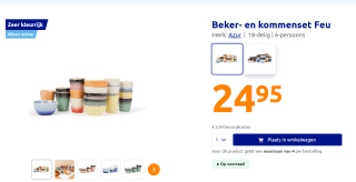 Beker- en kommenset Feu 18-delig €24,95 bij de Action