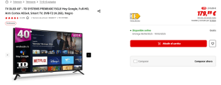 TV DLED 40" TD SYSTEMS PRIME40C15GLE Hey Google, Full-HD, Arm Cortex A55x4, Smart TV por 179,89€