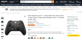 Manette Xbox sans Fil - Carbon Black à 35,68€