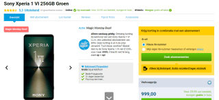 Sony Xperia 1 VI 256GB Groen voor €999 bij Belsimpel