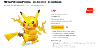 Pokemon Build & Show - Pikachu voor €17,69 bij Bol