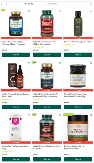 1+1 gratis op meer dan 1000 producten bij Holland & Barrett