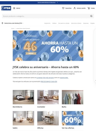 Hasta -60% de Descuento en Aniversario Jysk.