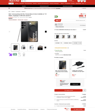 Samsung Galaxy S25 Ultra Titanium Black 512 GB 12 GB RAM 6.9" WQHD+ Snapdragon 8 5000 mAh Android 15 por solo 1,080€