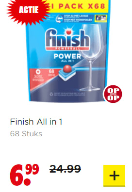 Finish Vaatwastabletten all in 1 xxl 68 Stuks voor €6,99 bij Dirk