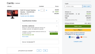 Monitor curvo Dell 32" 165Hz S3222DGM por solo 246€
