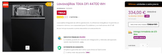 Lavavajillas TEKA DFI 44700 WH de 10 Cubiertos por 324€