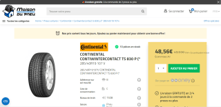 Pneus Hiver Continental CONTIWINTERCONTACT TS 830 P à 48,56€