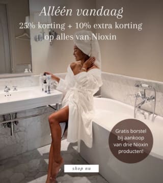 25% + 10% extra korting op Nioxin + gratis borstel bij aankoop van 3 stuks bij John Beerens