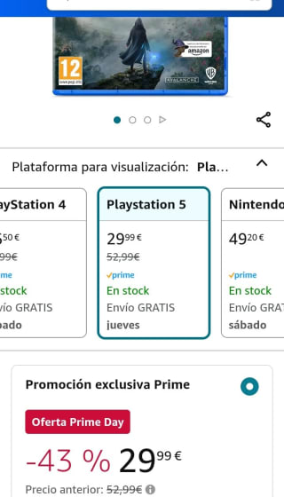 Hogwarts Legacy PlayStation 5 por 29,99€.