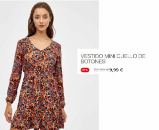 Vestido Mini Cuello de Botones por 9.99€
