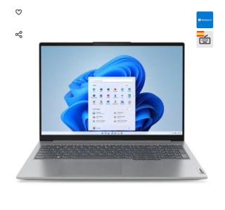 Portatil Lenovo ThinkBook 16 G6 ABP AMD Ryzen 5 7530U/16GB/512GB SSD/16" por 649€