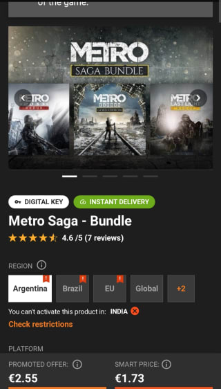 Metro Saga Bundle EN Argentina VPN Needed for £1.86 at Gamivo
