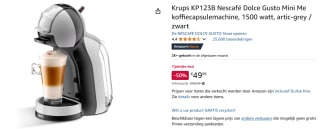 Krups Nescafé Dolce Gusto MiniMe KP123B (Grijs) voor €€49,99 via Amazon
