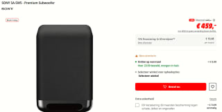 Sony SA-SW5 - Draadloze Subwoofer voor €459 bij de Mediamarkt