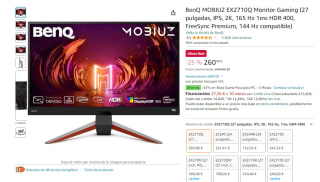 Monitor Gaming Benq MOBIUZ EX2710Q 27" LED IPS QHD 165Hz FreeSync por 260,98€ amazon