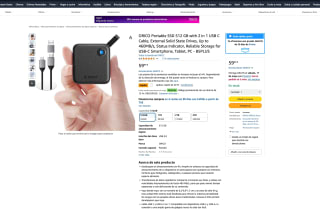 Portable ORICO SSD 512GB USB-C por solo 38,99€