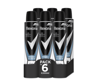 6 Desodorantes Rexona Invisible Aerosol Antitranspirant Hombre Ice 200ml