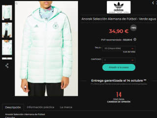 Adidas Anorak Selección Alemana Fútbol por 34,90€