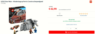 LEGO Star Wars Hinderlaag op Ferrix Bouwset voor €62,90 bij Alternate