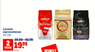 Lavazza koffiebonen 2 zakken van 1 kilo voor €21,79 bij de Makro
