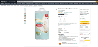 Fralda Pampers Pants Premium Care M de 124 uni - R$ 241