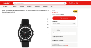 Reloj de Cuarzo Analógico de ARMANI EXCHANGE con Correa de Goma Negra 51,72€