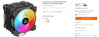 Ventilador CPU 2x120mm Forgeon Solarian 5Pipes Black ARGB por 39.99€