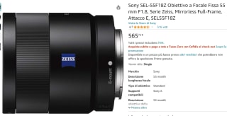 Sony FE 55mm F/1.8 ZEISS Sonnar voor €565,72 bij Amazon