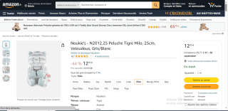 Noukie's - N2012.25 Peluche Tigre Milo à 12,95€