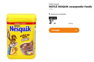 Nesquik 1kg voor €3,49 bij Delhaize