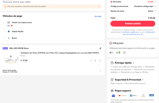 Ventilador de Techo ATENAS con Motor DC y Aspas Desplegables con Luz Led 36W por solo 33,56€